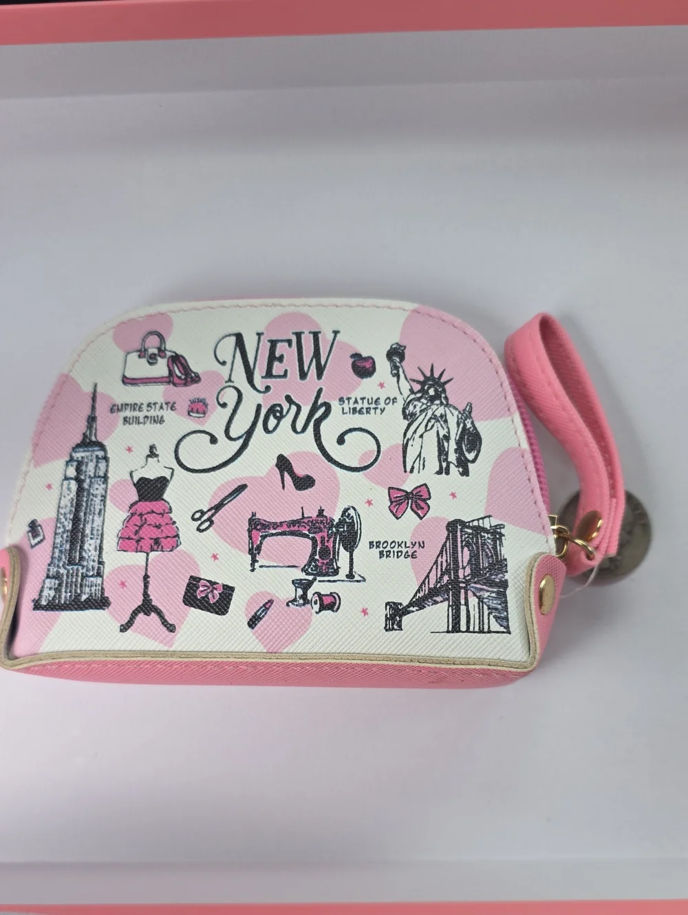 New York Pink Graphic Coin Bag